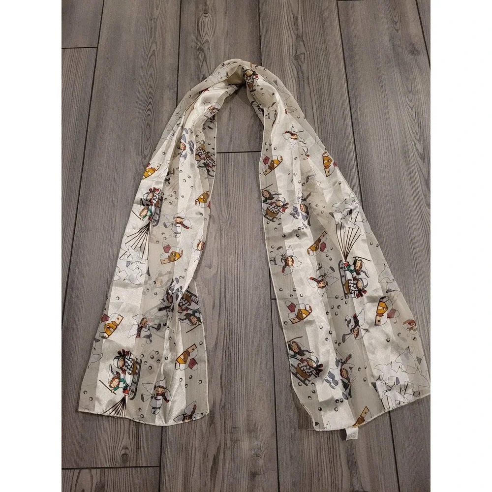 Scarf with angels & accessories Print 100%polyester Made In Korea RN 99947
